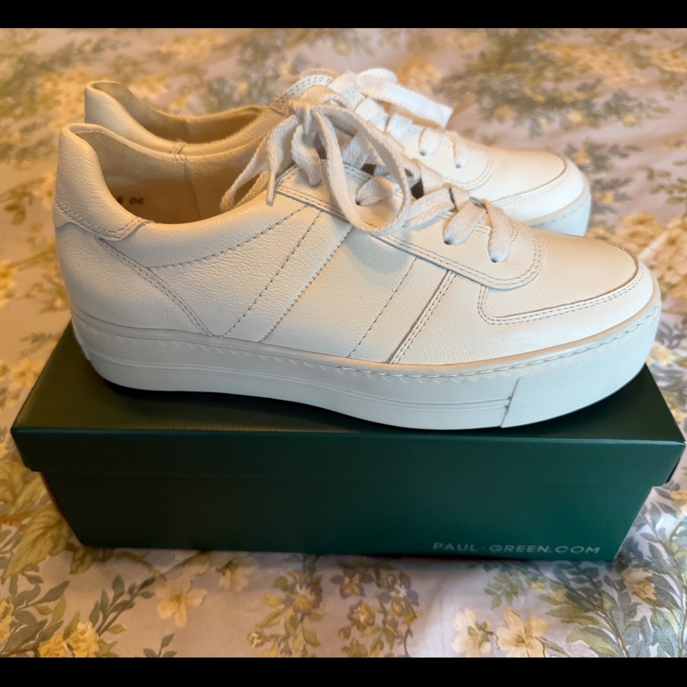 Paul Green White Sneakers Low-Top Leather new size 7.5-8 UK5.5, EU 38